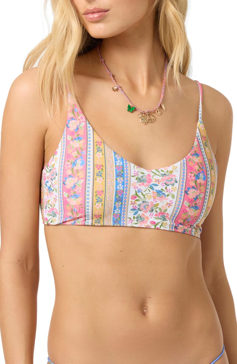 O'Neill Rio Floral Middles Lace-Up Bikini Top, Main, color,