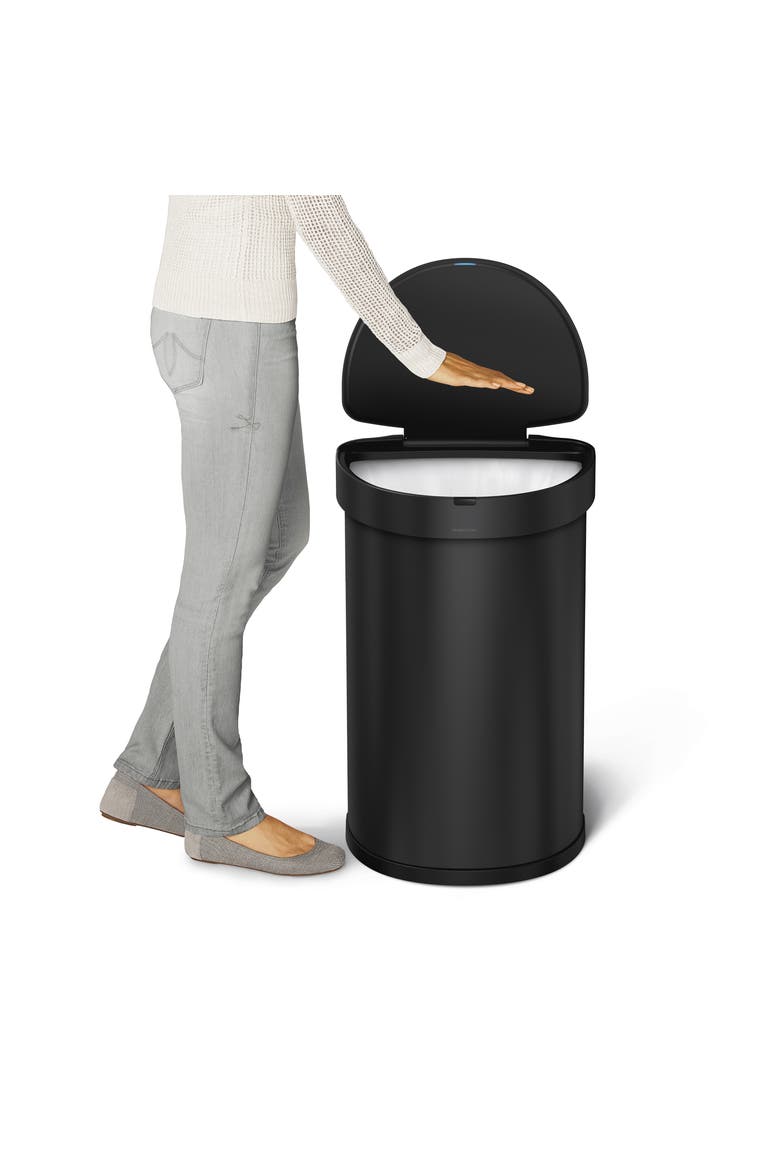 45L semi-round sensor can, Alternate, color, Matte Black