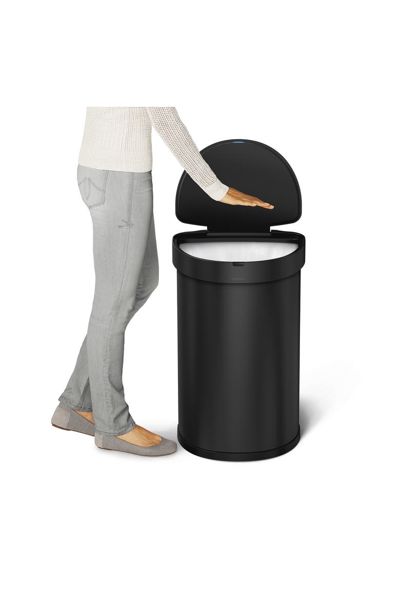 simplehuman 45L semi-round sensor can, Alternate, color, Matte Black