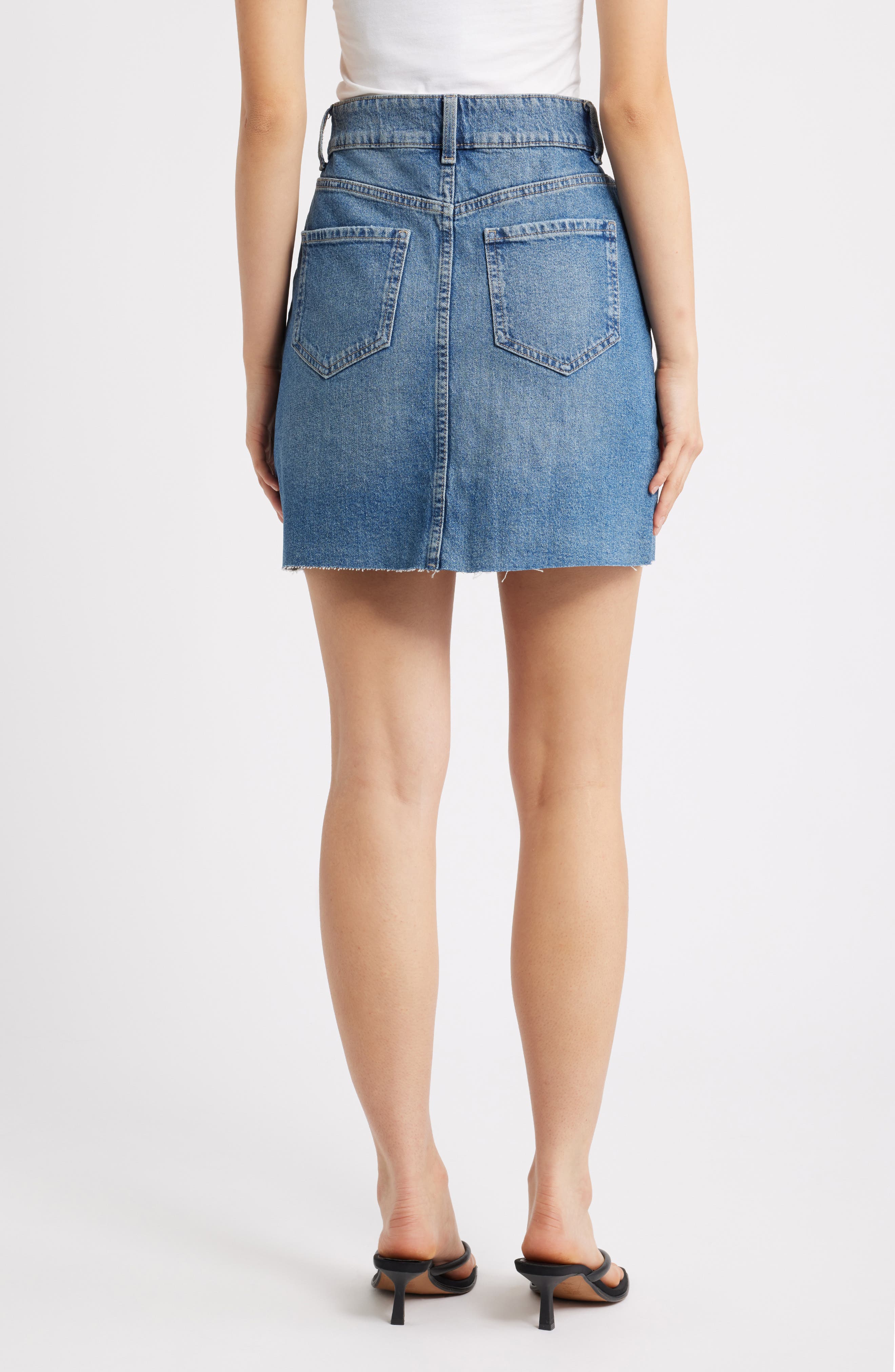 Raw Hem Denim Miniskirt - image 2