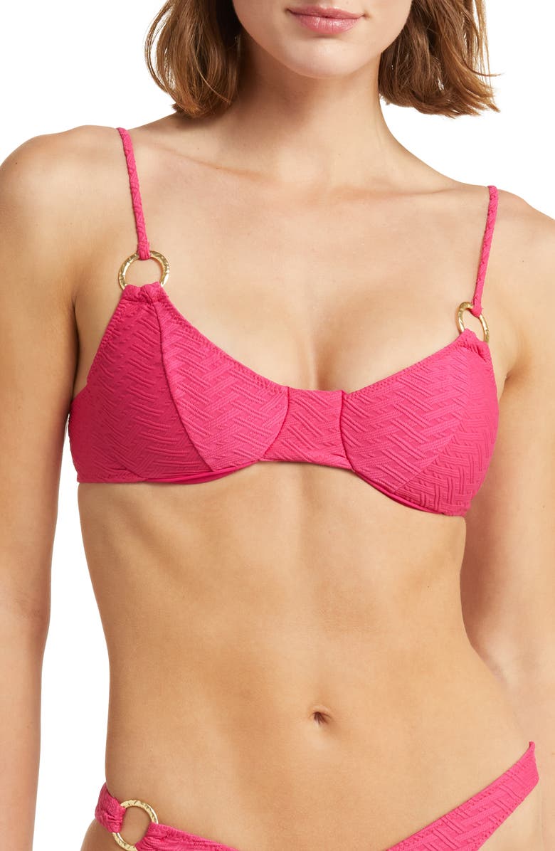 YELLOW THE LABEL Maeve Textured Underwire Bikini Top, Main, color,