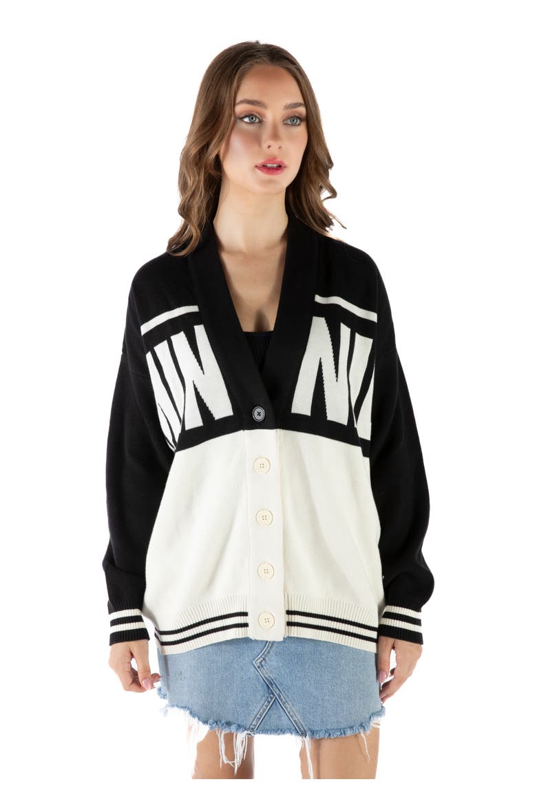 Minnie Mouse Cardigan Sweater, Main, color, Minnie Black White