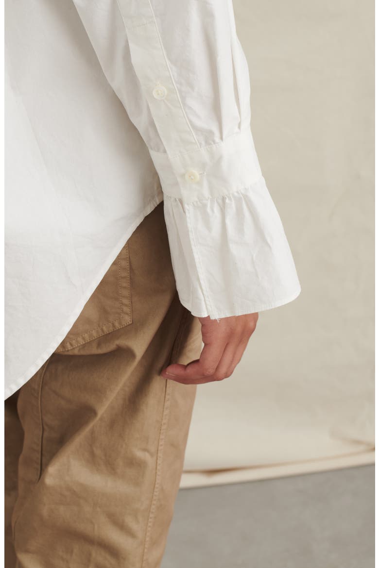 Ruffle Button-Up Shirt, Alternate, color, WHITE