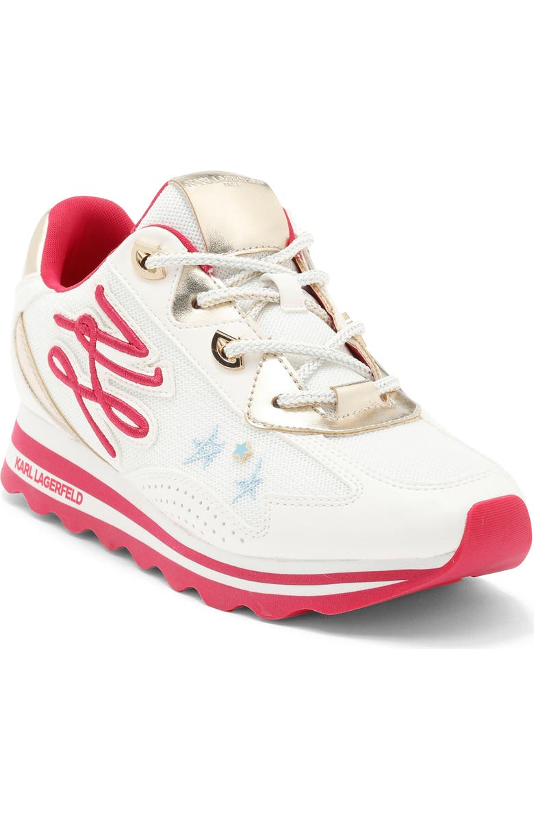 KARL LAGERFELD PARIS Masrina Sneaker, Main, color, Bright White/ Hot Pink