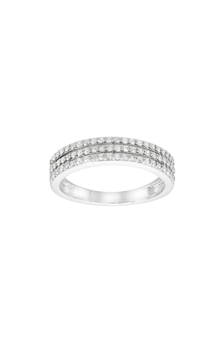 Frankie & Zoe 3-Row Diamond Band Ring, Main, color, White Gold