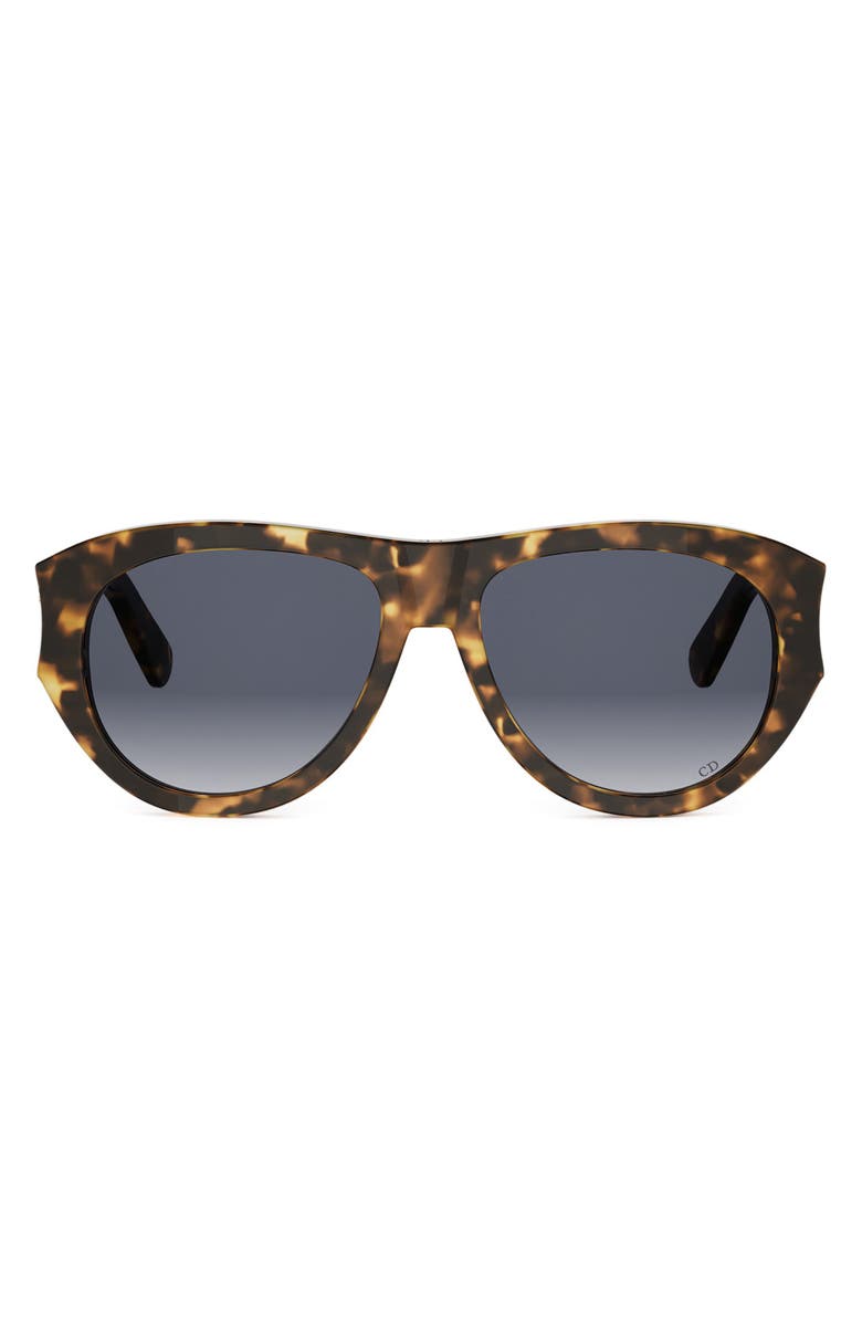 DIOR Glow A1I 55mm Gradient Pilot Sunglasses, Main, color, Blonde Havana / Gradient Smoke