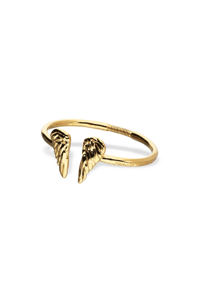 18K Gold-Plated Rigid Bracelet With Wing Detail At The Ends, Alternate, color, Metallic Gold