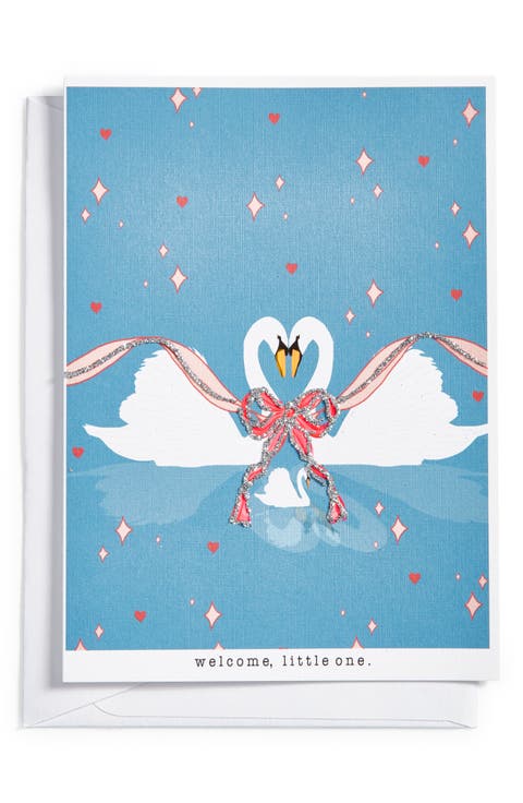 Welcome Little One Swans Greeting Card