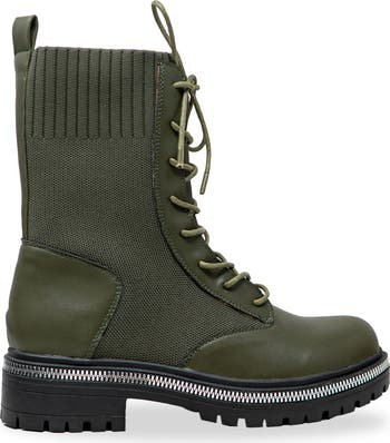Zipper Trim Knit Boot