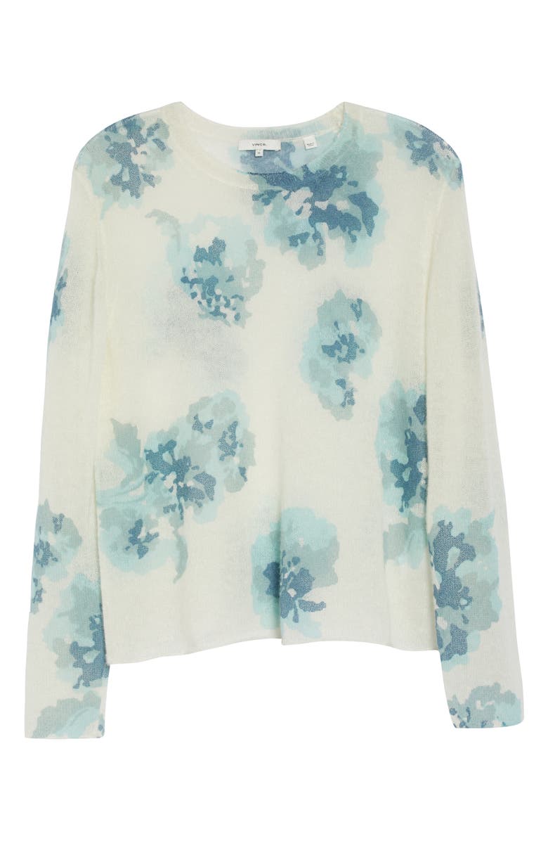 Vince Dahlia Print Alpaca & Mohair Blend Crewneck Sweater, Alternate, color, 
