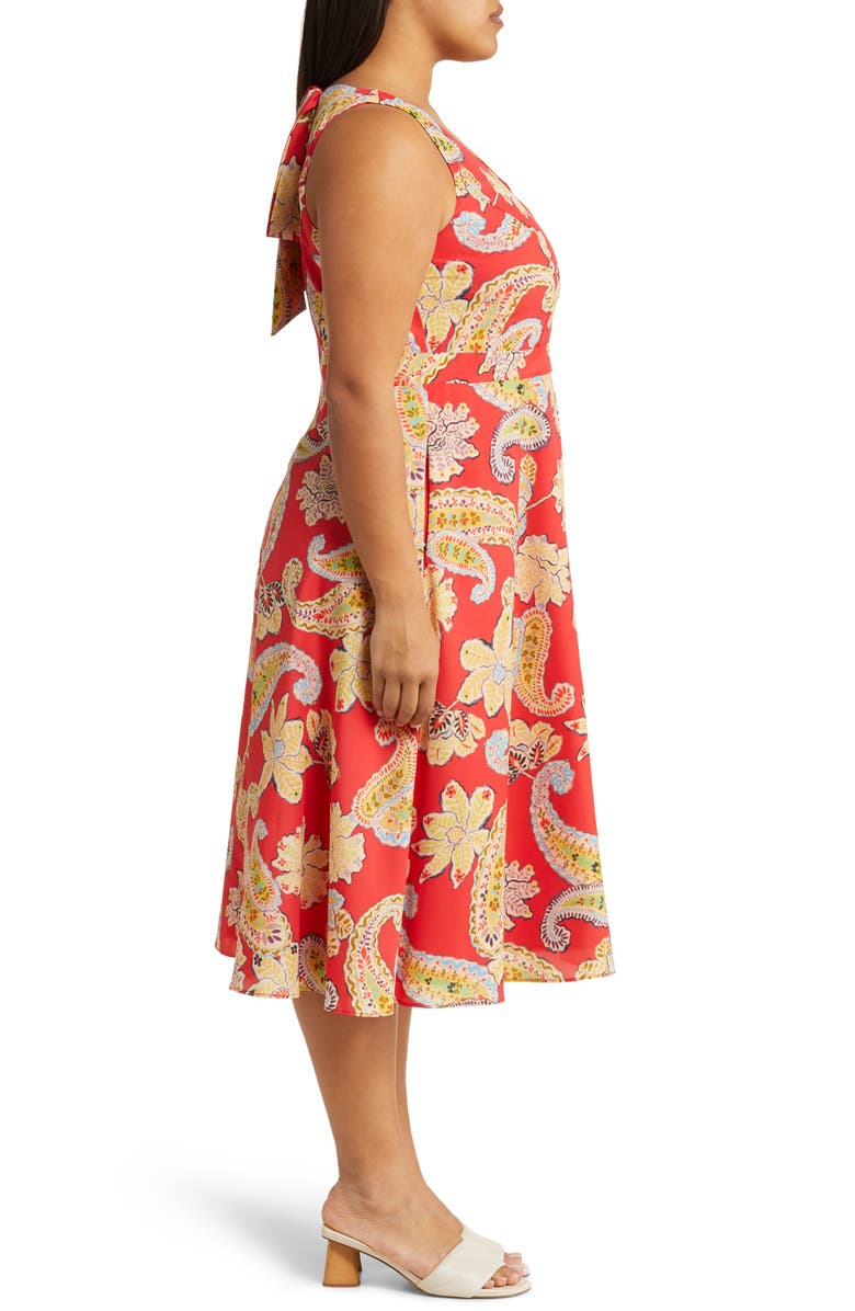 Tahari ASL Floral Tie Back Midi Dress, Alternate, color, 