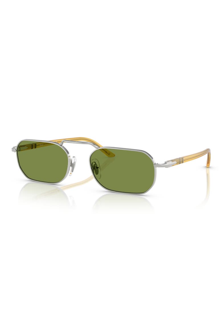 57mm Polarized Rectangular Sunglasses, Alternate, color, SILVER