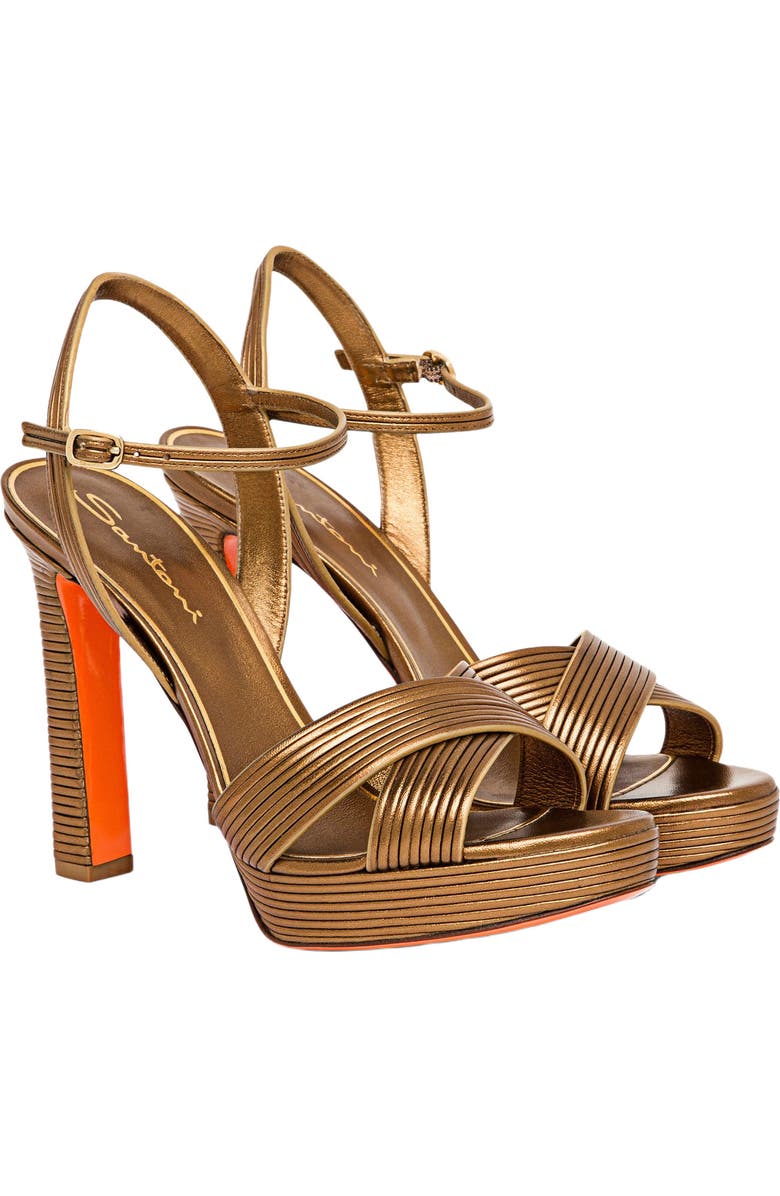 Santoni Women's leather high-heel sandal, Alternate, color,