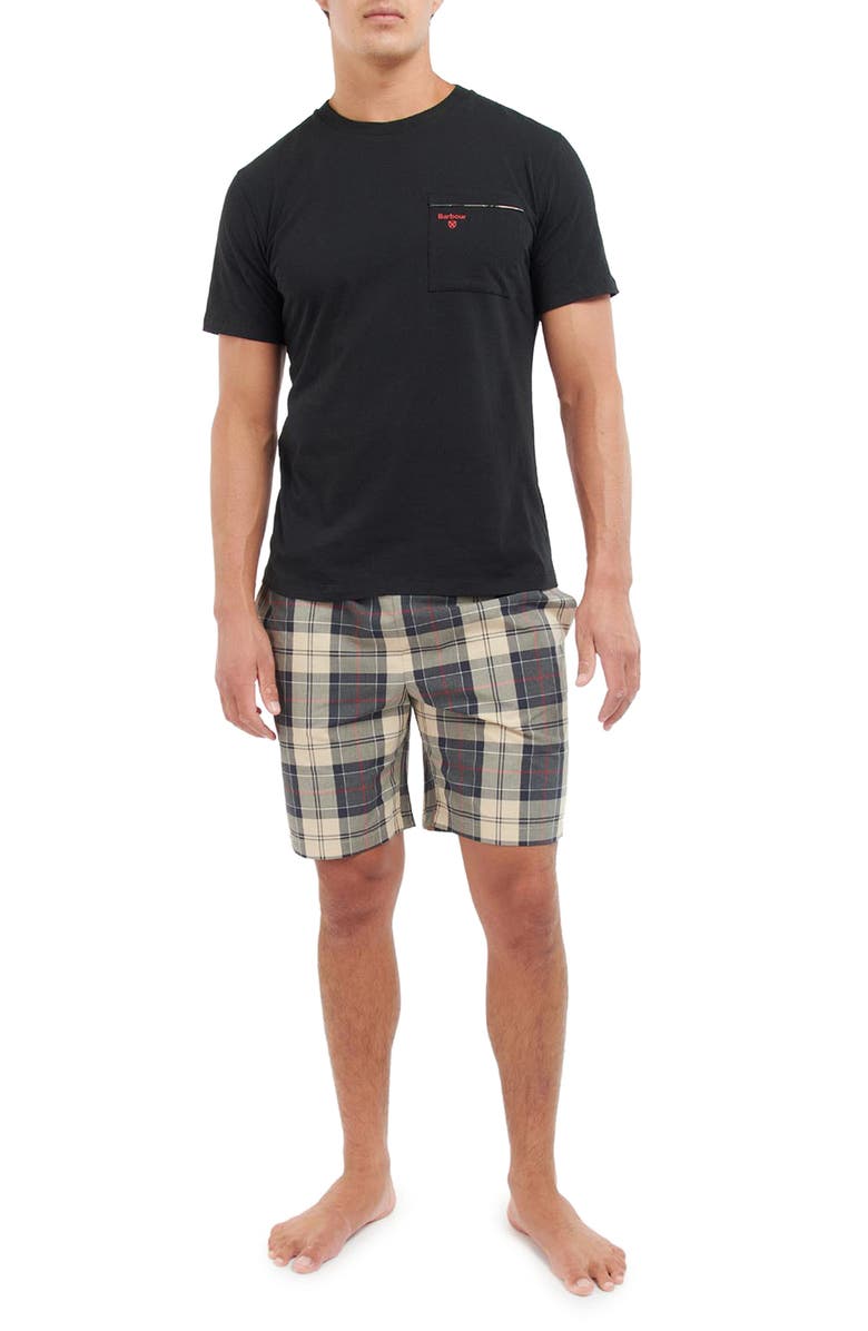 Barbour Bailes Pocket T-Shirt & Plaid Pajama Shorts, Main, color, 