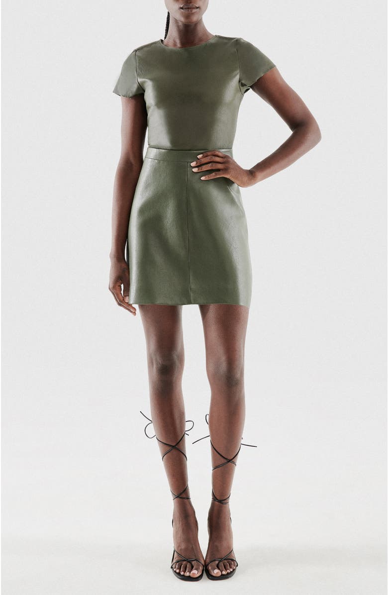 AS by DF Brando Stretch Leather Tee, Alternate, color, Military Green