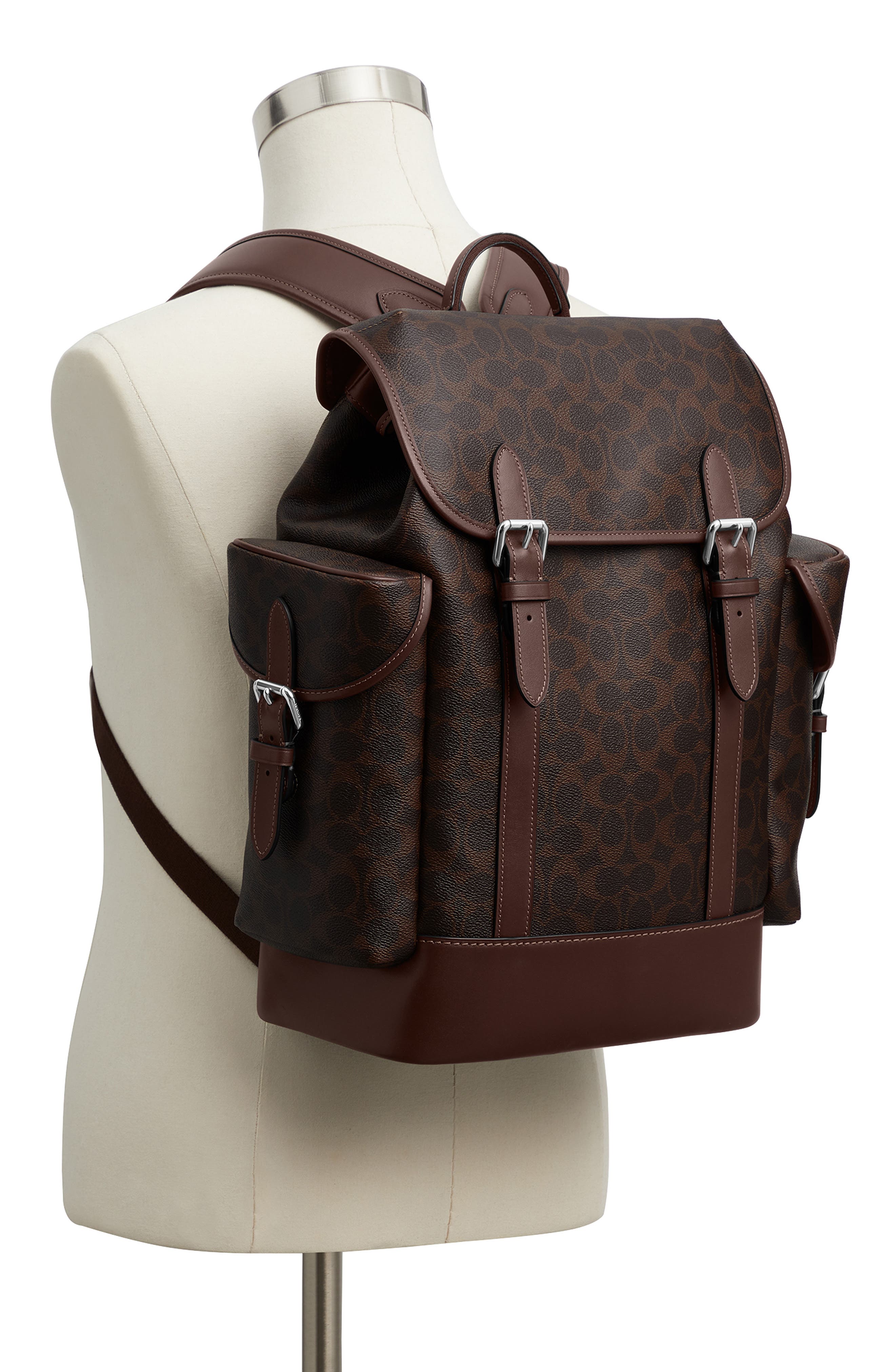 COACH Hitch Coated Canvas Backpack, Alternate, color, Maple