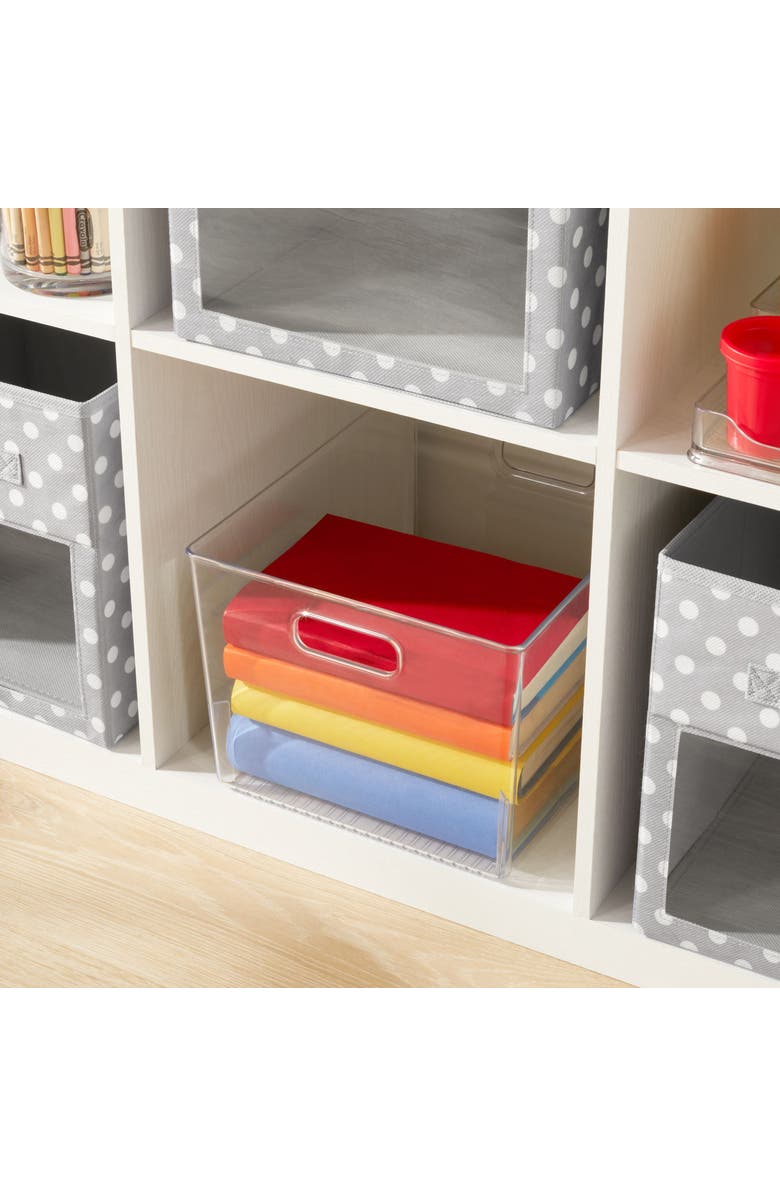 mDesign Plastic Household Cubby Storage Organizer Container Bin - 4 Pack - Clear, Alternate, color, Clear