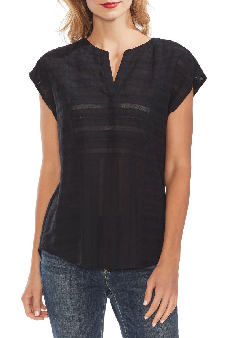 Textured Cotton Gauze Top, Main, color, RICH BLACK