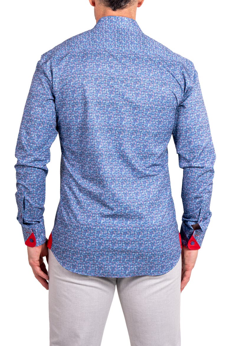 Einstein Stretch Ascension Contemporary Fit Button-Up Shirt, Alternate, color, BLUE