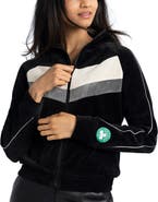 LUSSO Women's Lusso Black Boston Celtics Nixie Chevron Color-Block Raglan Full-Zip Track Jacket