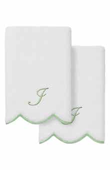 Adornia Scallop Personalized Monogram 2-Piece Washcloth Set