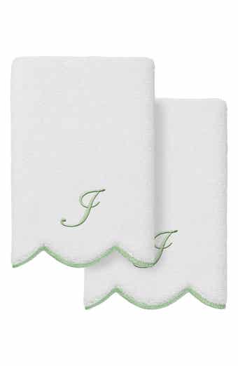 Adornia Scallop Personalized Monogram 2-Piece Washcloth Set