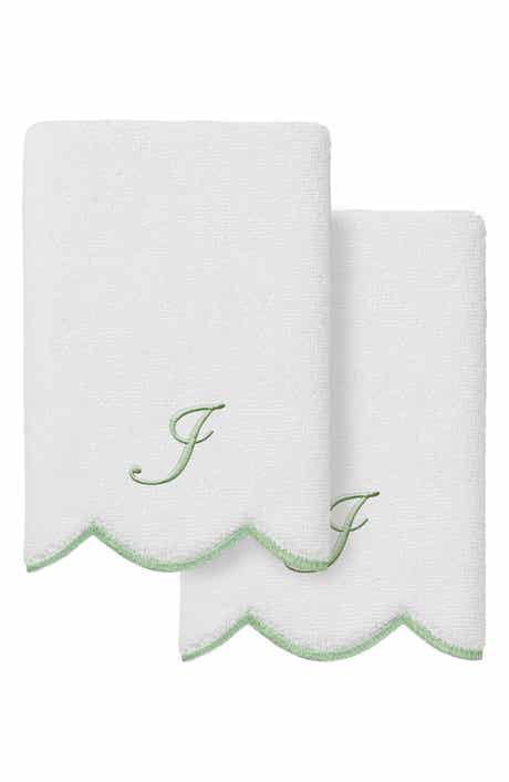 Adornia Scallop Personalized Monogram 2-Piece Washcloth Set