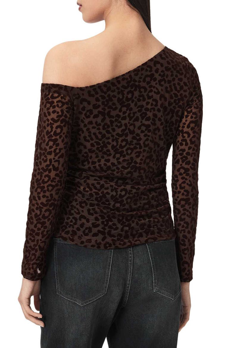 Mimi Off the Shoulder Leopard Print Top, Alternate, color, BROWN