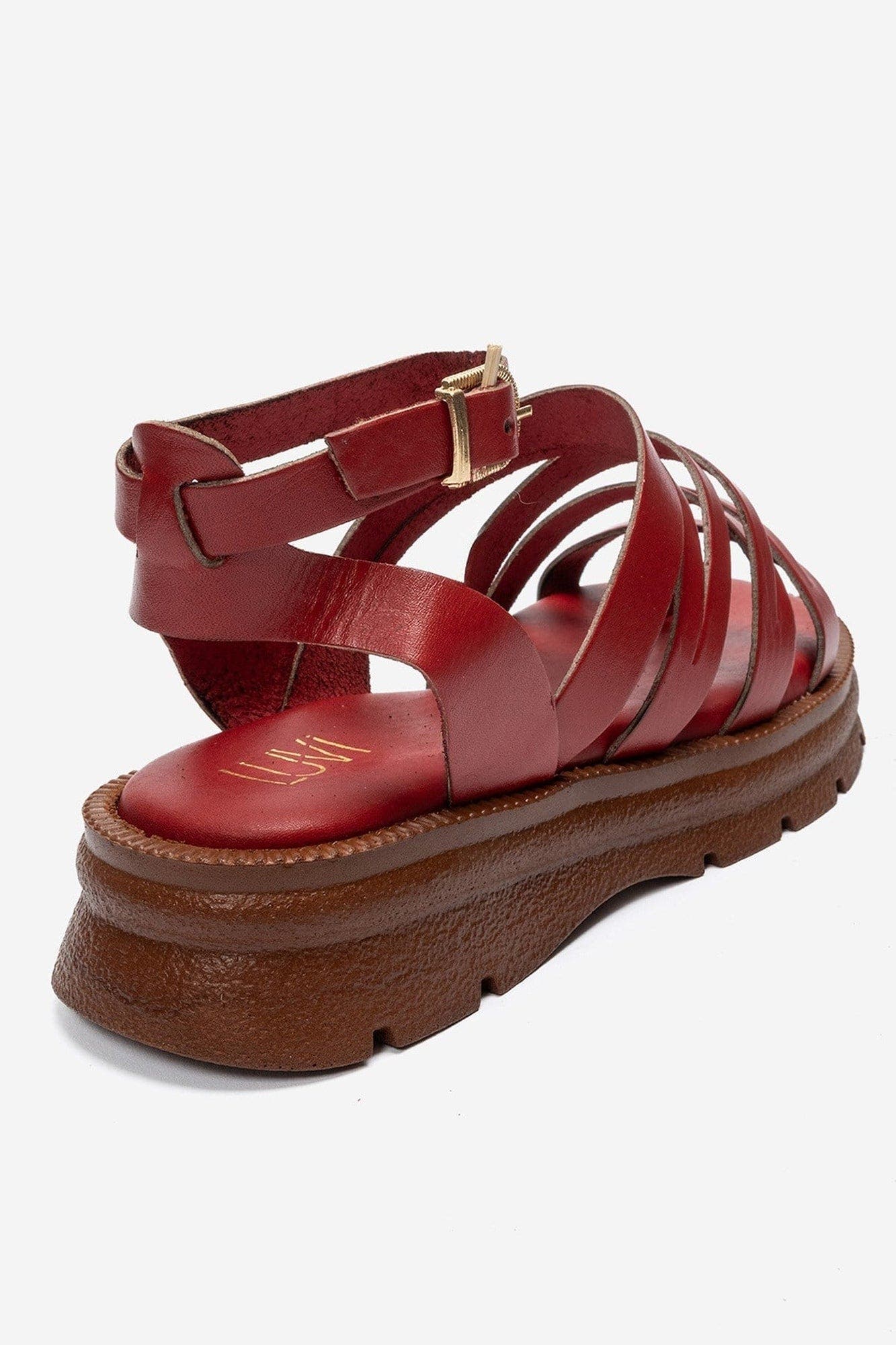 Pelsa Leather Multi Strap Sandal, Alternate, color, Red