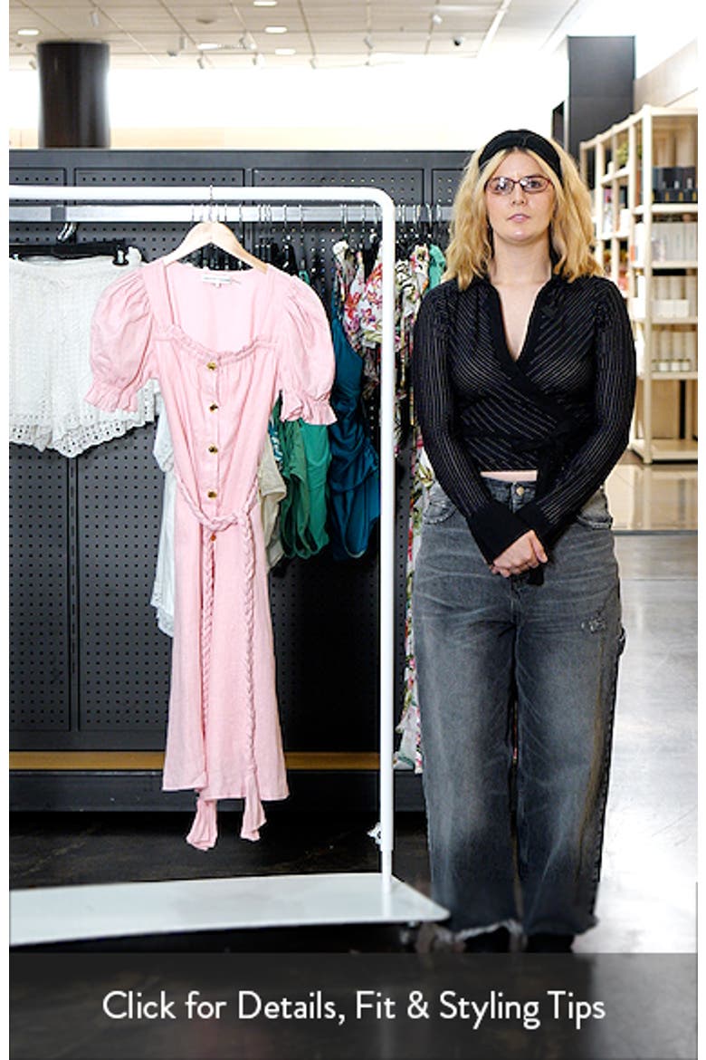 Puff Sleeve Button Front Linen Dress video