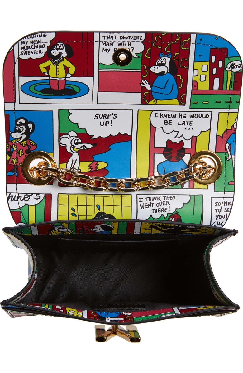 Moschino Comic Leather Shoulder Bag, Alternate, color,