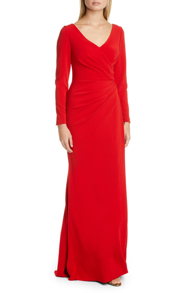 Long Sleeve Trumpet Gown, Main, color, SCARLET RED