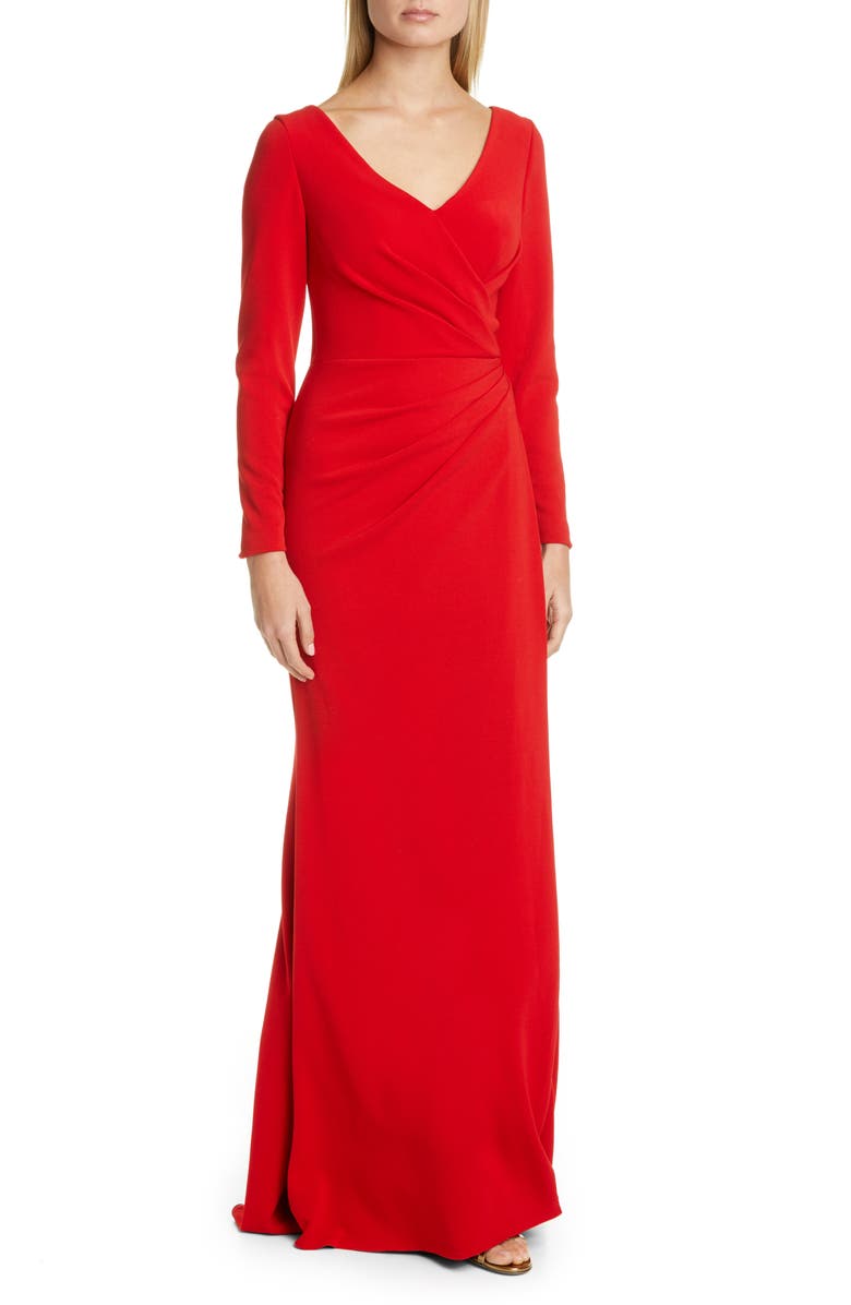 Pronovias Long Sleeve Trumpet Gown, Main, color,