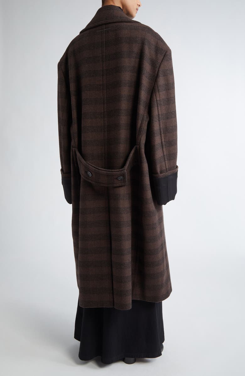 MM6 Maison Margiela Glen Plaid Oversize Martingale Coat, Alternate, color, Brown/ Black