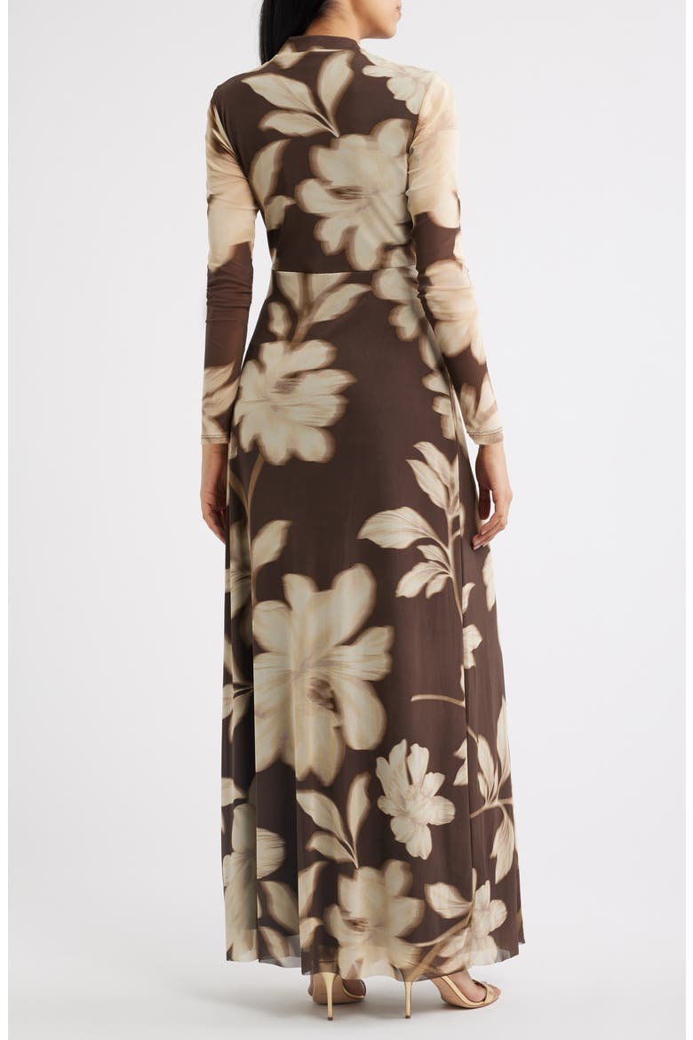 Floral Print Long Sleeve Maxi Dress, Alternate, color, MOLASSES MULTI