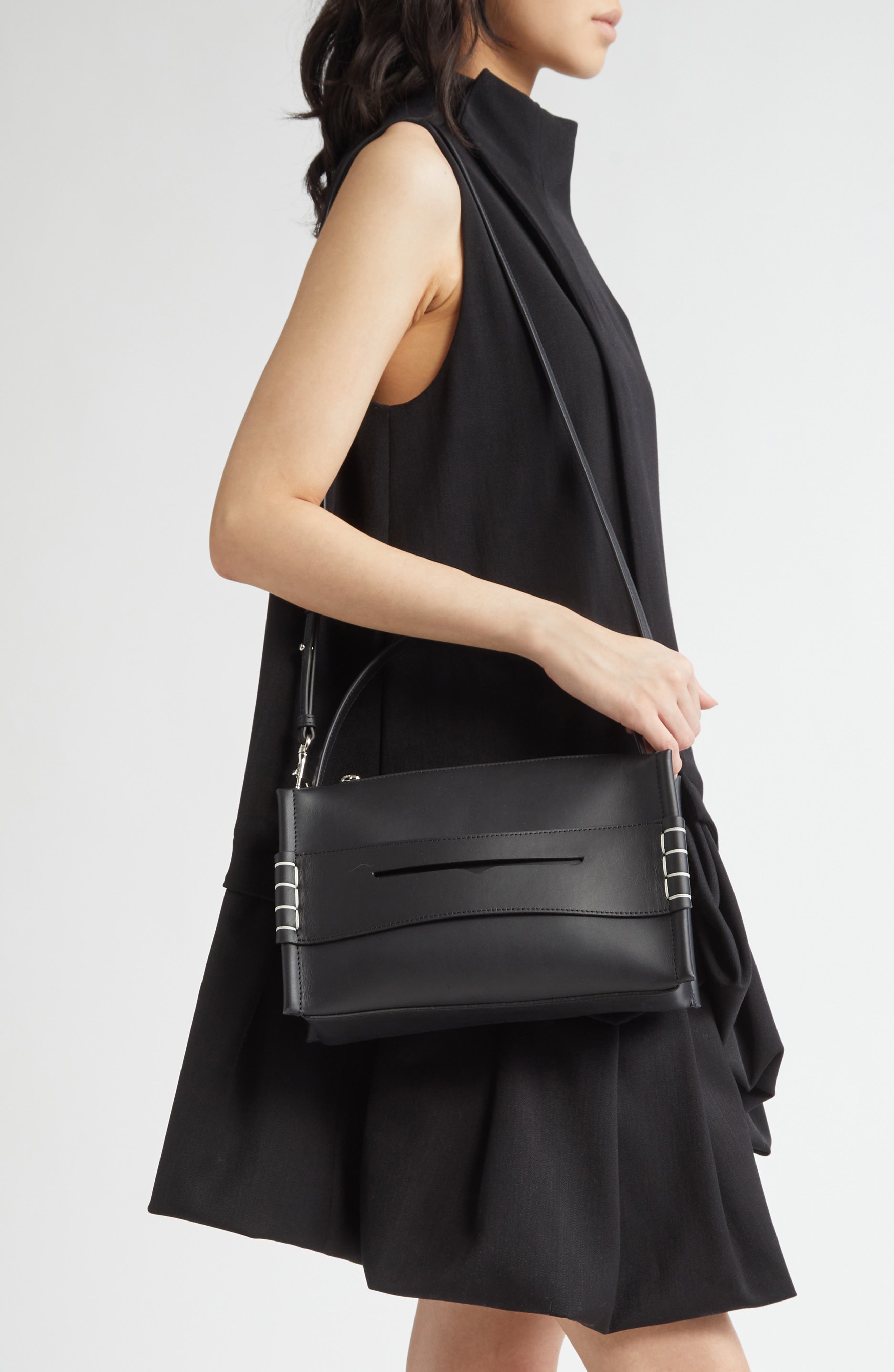 JW Anderson Loafer Leather Top Handle Bag, Alternate, color, Black