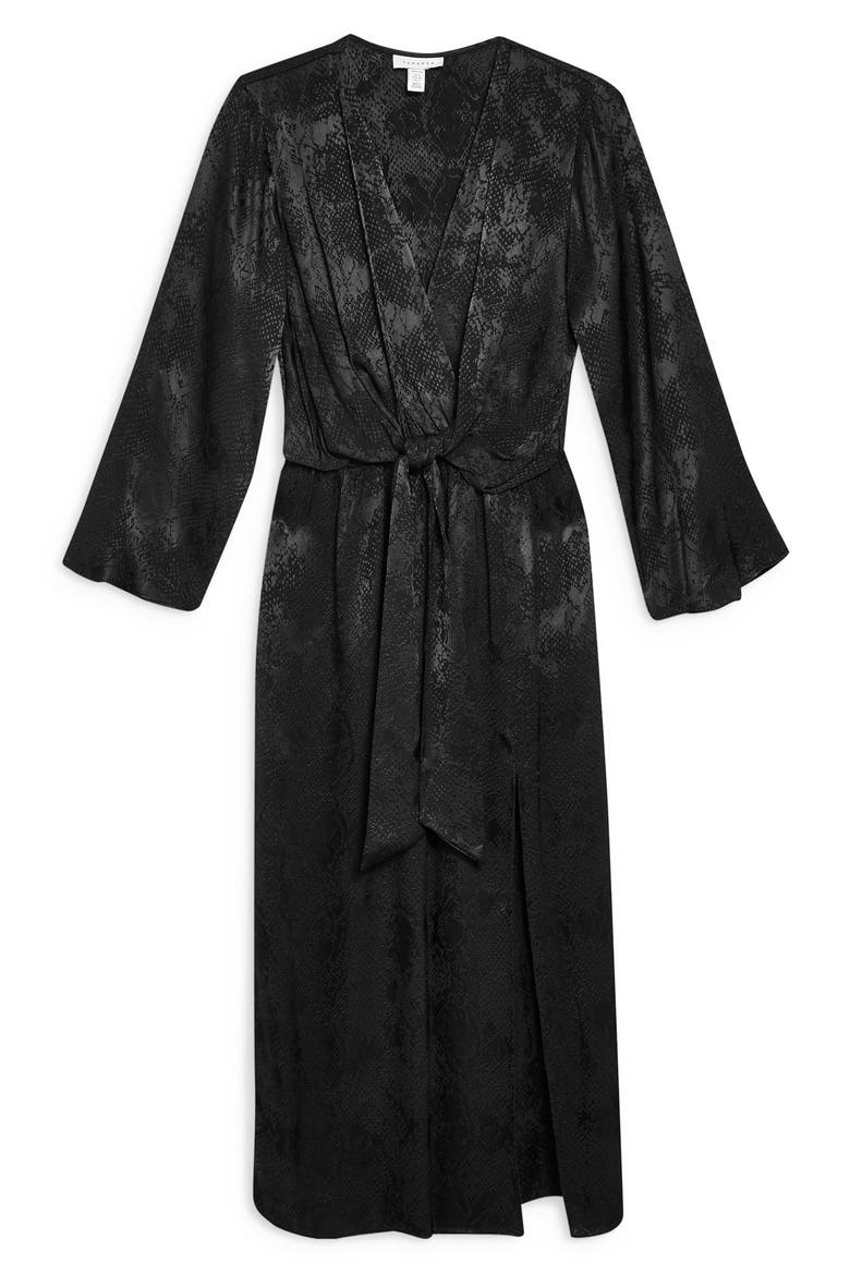 Snake Effect Knot Midi Dress, Alternate, color, BLACK