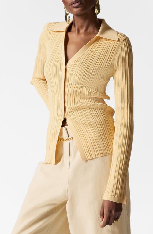 & Other Stories Collared Rib-knit Cardigan In Yellow Light