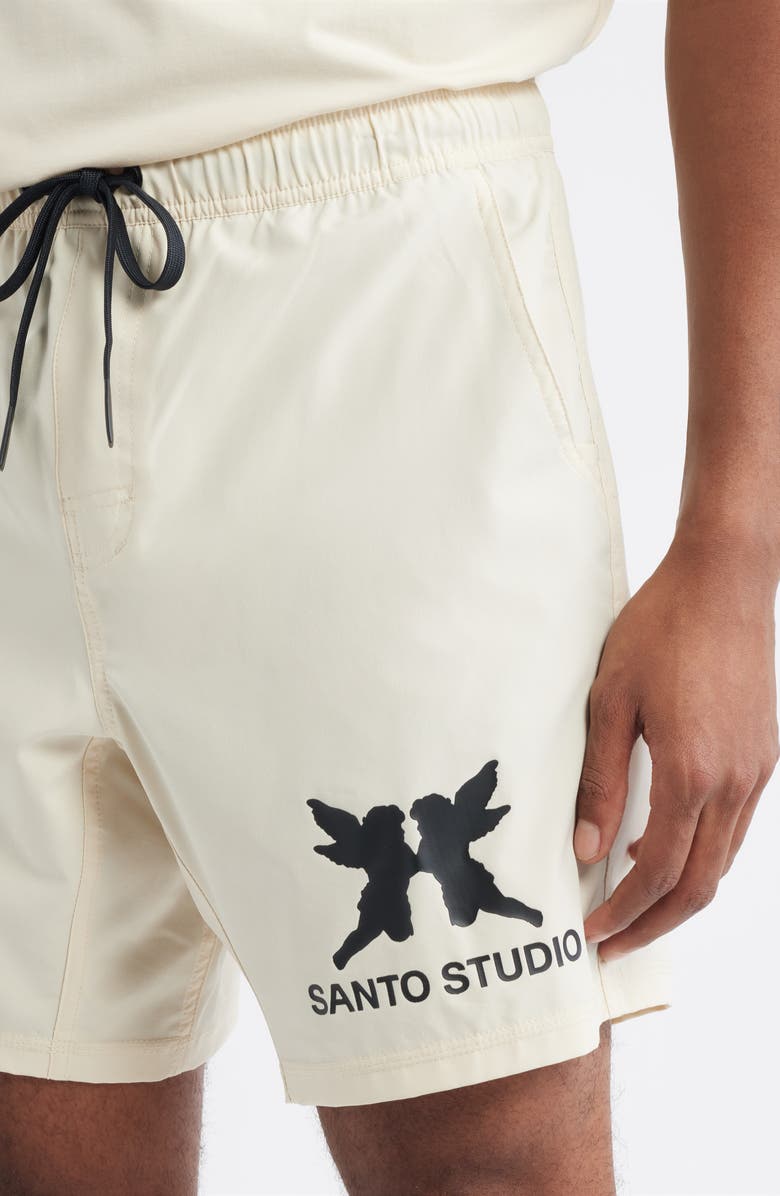 SANTO STUDIO Tempo Faith Over Fear Tech Shorts, Alternate, color, Cream