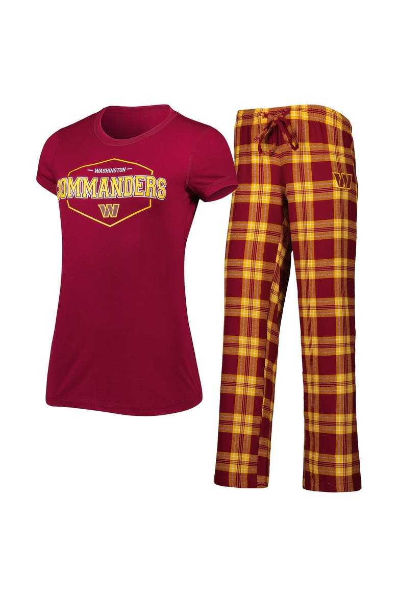 Women's Concepts Sport Burgundy/Gold Washington Commanders Badge T-Shirt & Pants Sleep Set, Main, color, Burgundy