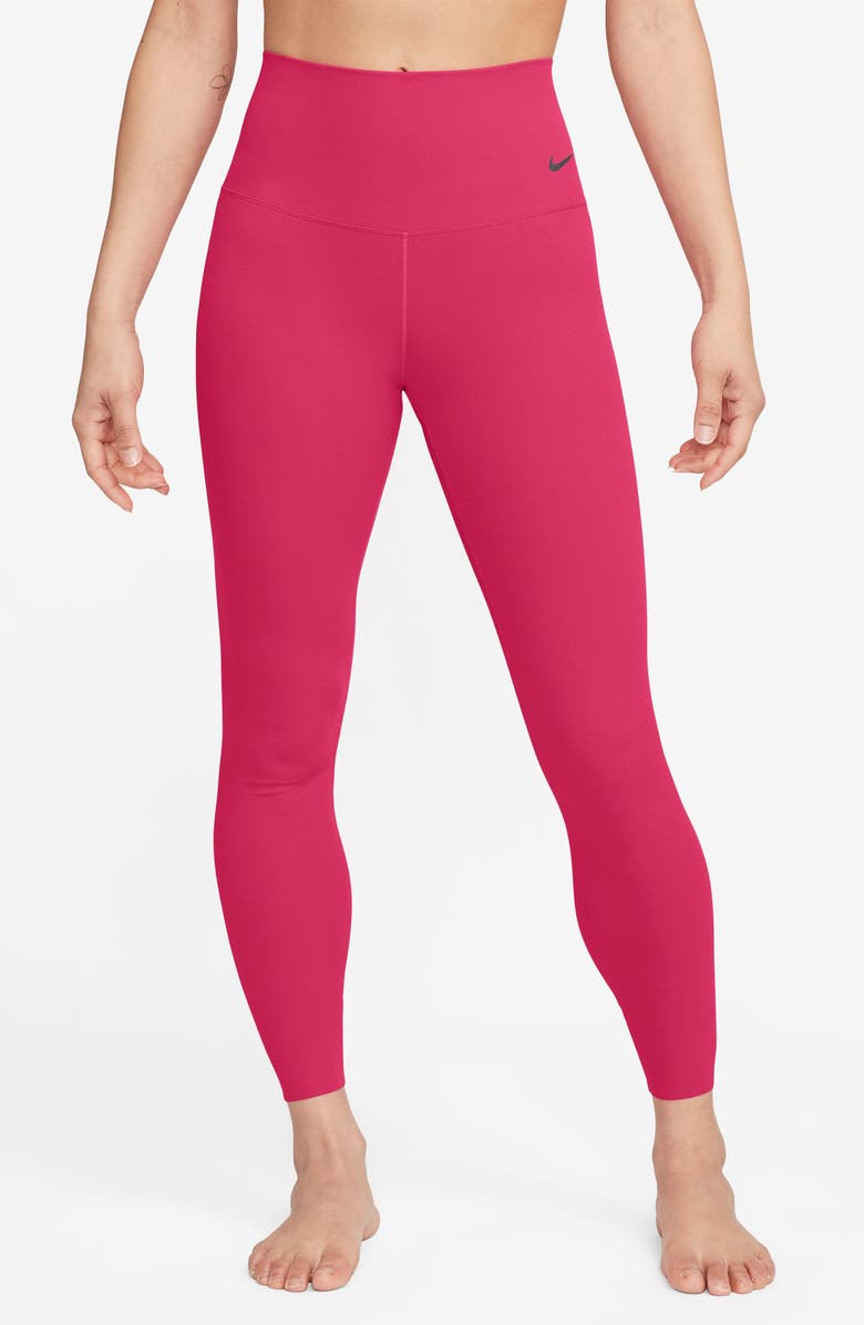 Nike Zenvy Gentle-Support High-Waisted 7/8 Leggings, Main, color, Rush Pink/ Black