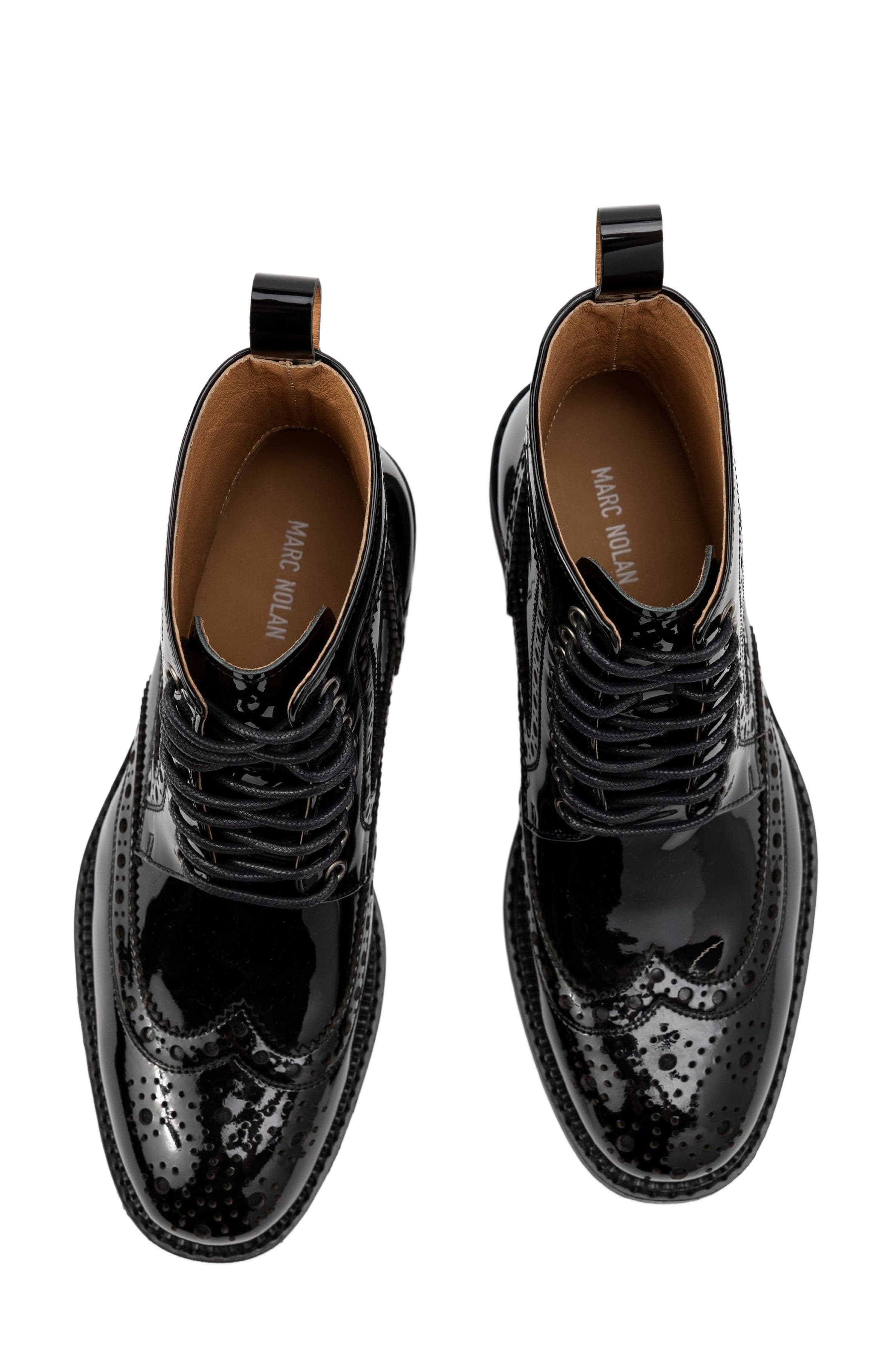 MARC NOLAN Ms. Belmont Wingtip Boots, Alternate, color, Black Patent