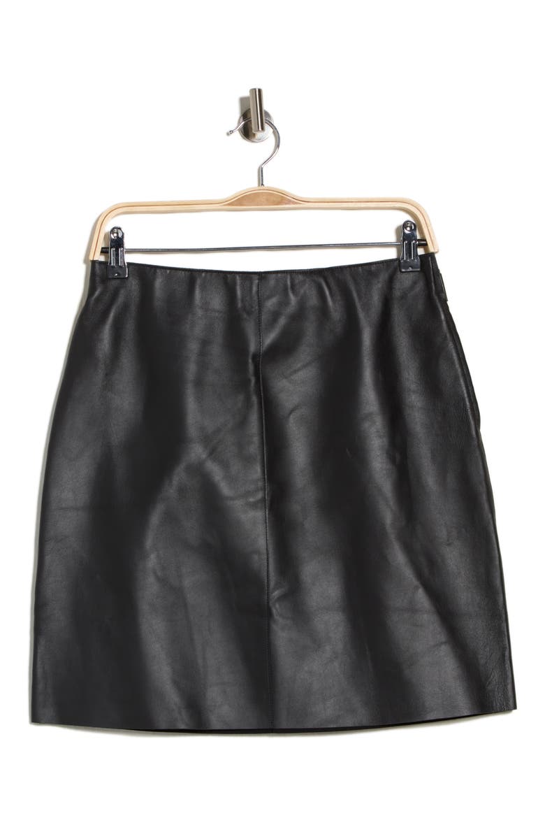 Lambskin Leather Miniskirt, Main, color, BLACK