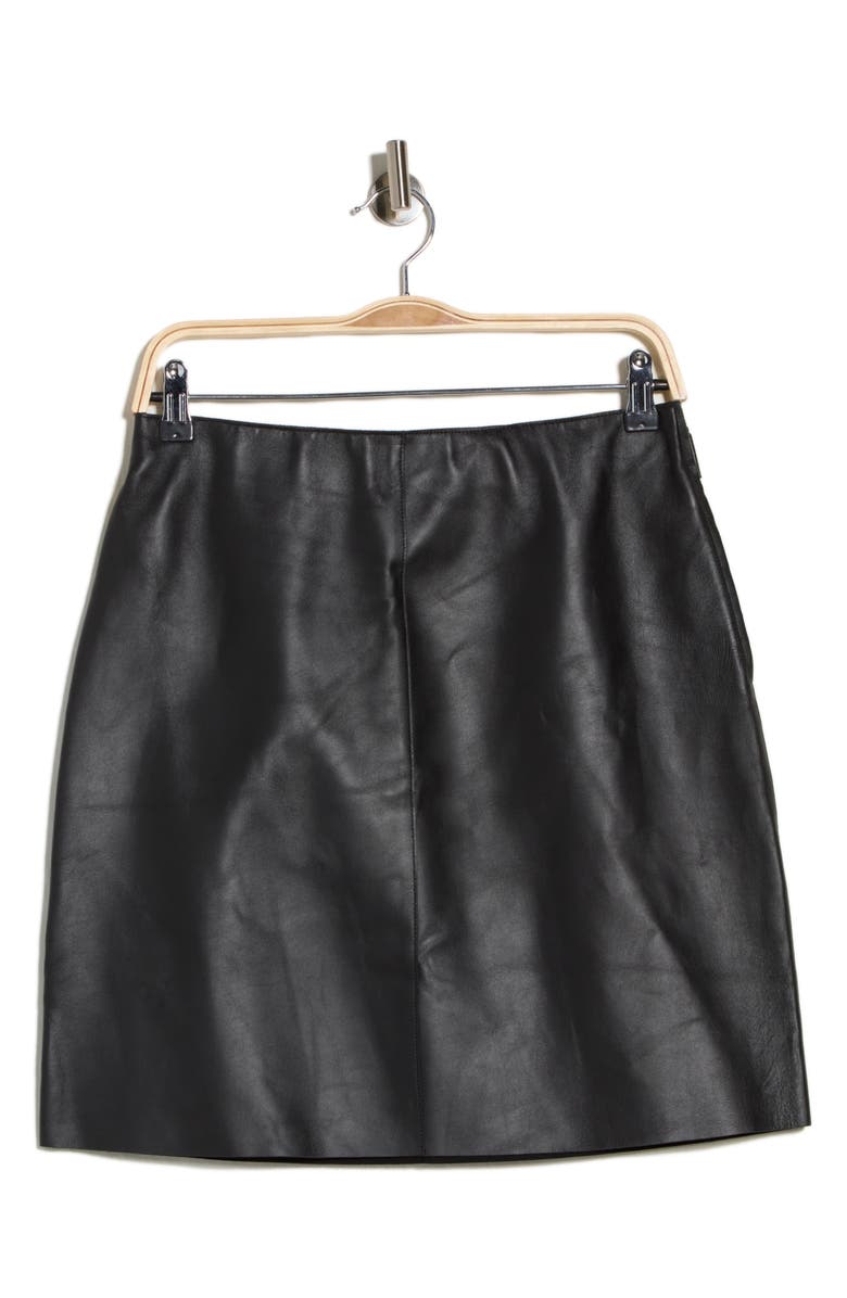 Longchamp Lambskin Leather Miniskirt, Main, color, Black