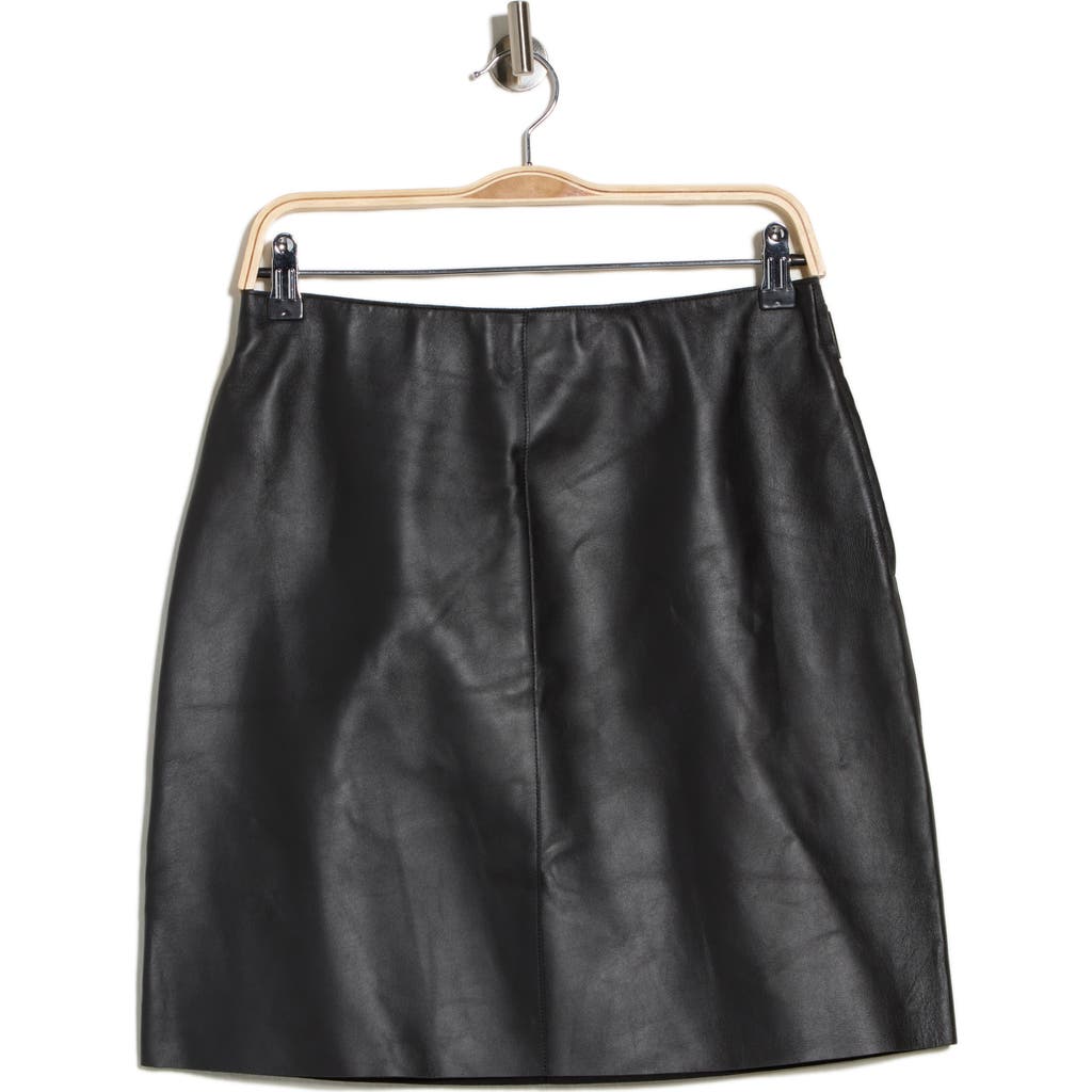 Longchamp Lambskin Leather Miniskirt In Black