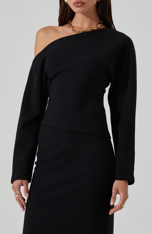 Astr The Label Kana One-shoulder Jersey Top In Black