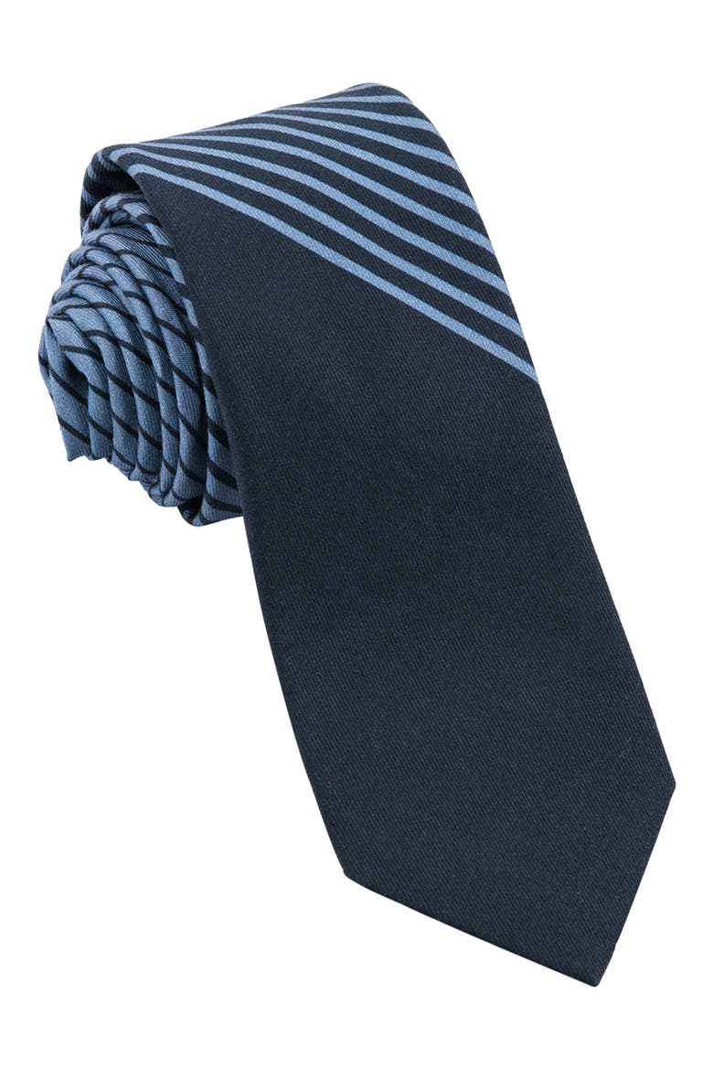 Men's Variegated Stripe Cotton Tie, Alternate, color, NAVY/ BLUE