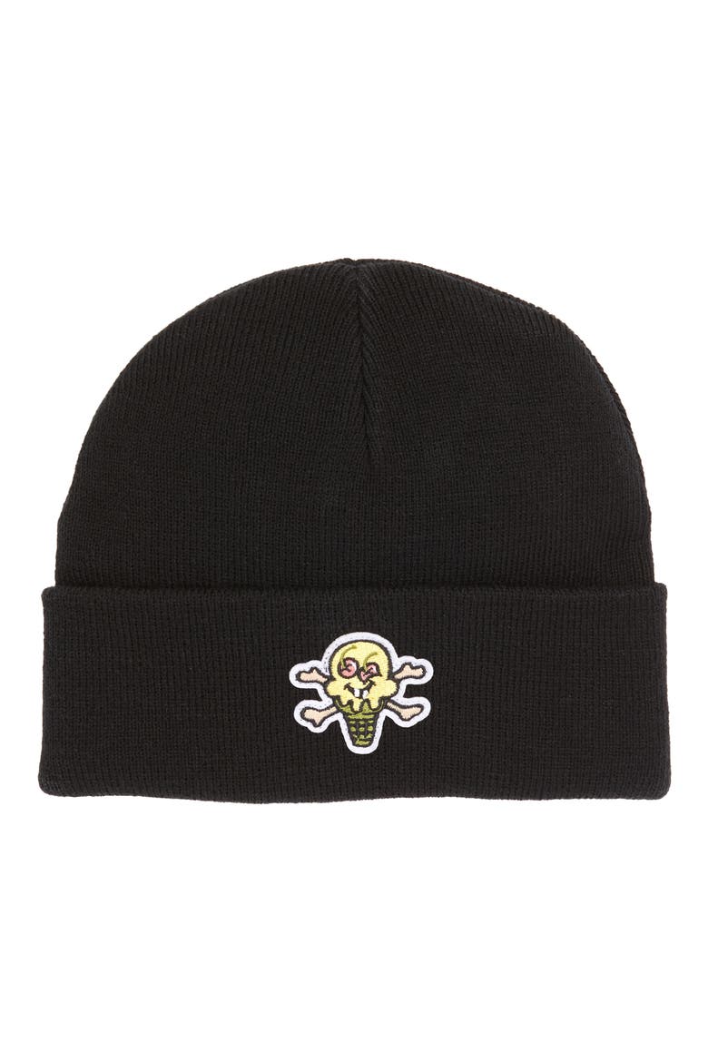 Bones Knit Beanie, Main, color, BLACK