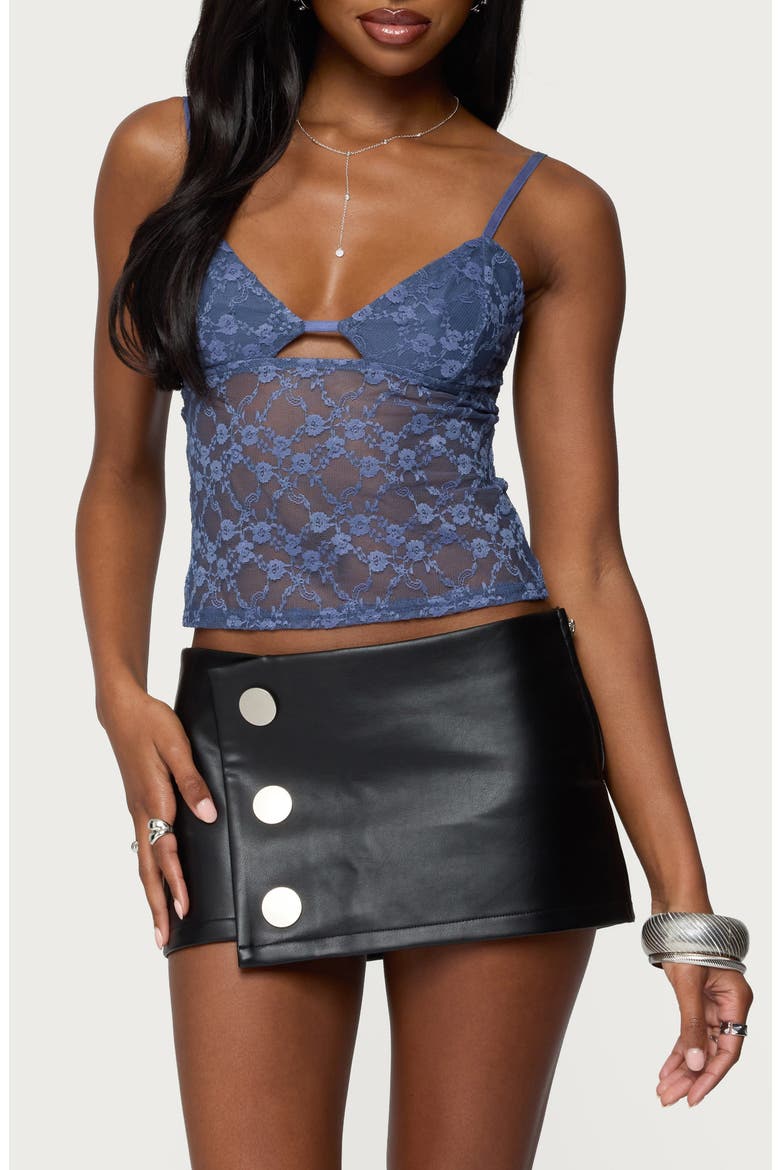 Cutout Sheer Lace Camisole, Main, color, BLUE