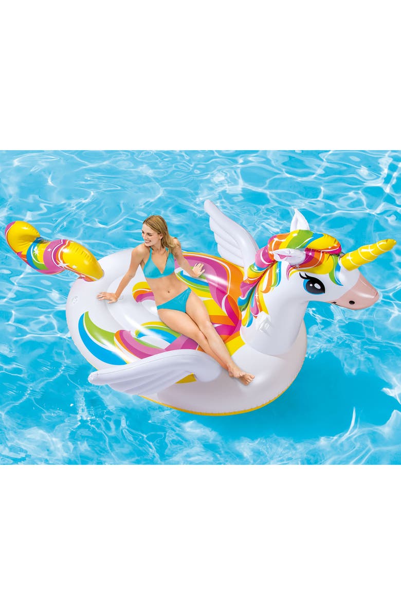 Intex Mega Unicorn 99" x 64" x 57" Inflatable Pool Island Float, Alternate, color, Multicolored